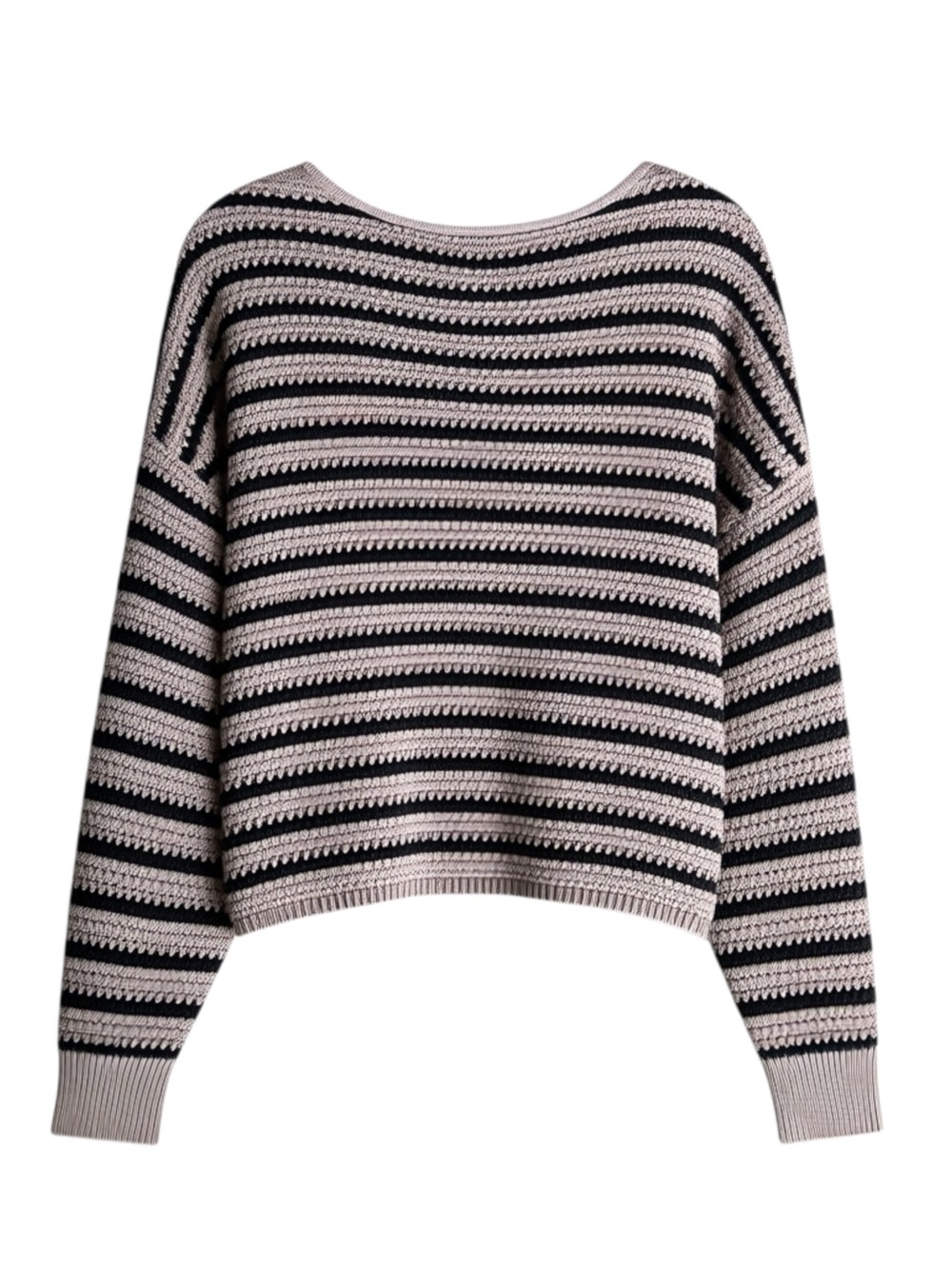 Blu Pepper Striped Crewneck Sweater - Black and Camel